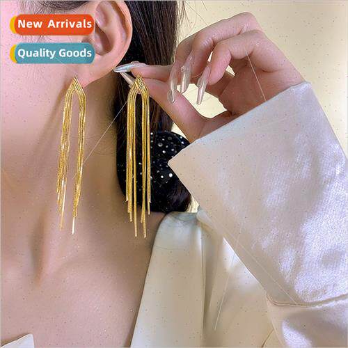 Long tassel earrings earrings 2023 new tide long fairy mori