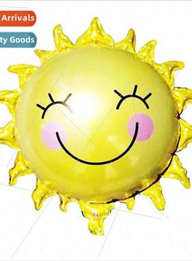 Cartoon smiley sunflower aluminum film balloon Children birt