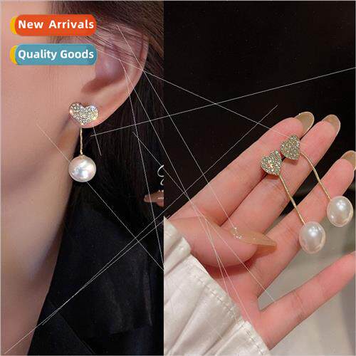 925 silver pin a two wear pearl full diamonds love earrings