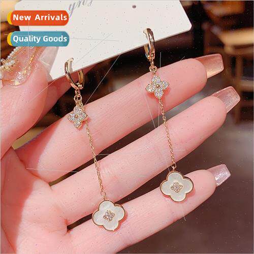 four-leaf flower ear buckle Korea fashion long earrings fash