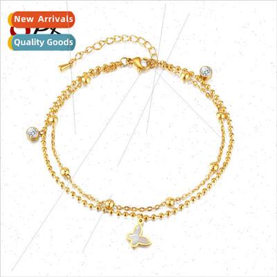 Korea Fashion Double Layer Stacking Round Bead Chain Anklet