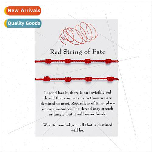 Fashion Paper Card Bracelet 2 Pcs Red Rope cky Friendship Br