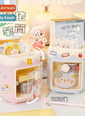 Cartoon pig pen holder students cute multifunction wh compar