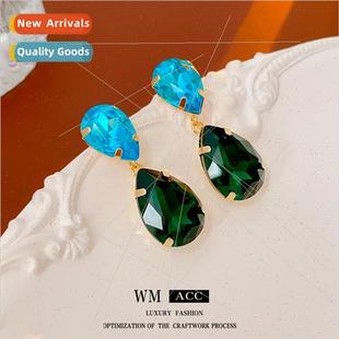 lver pin blue diamonds drop earrings French hundred earrings