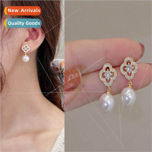 925 silver pin full diamond pearl earrings female 2022 new t