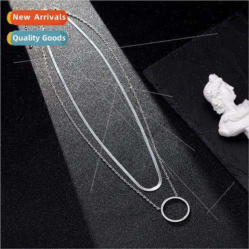 Round snakebone chain stacked multi-layer tanium steel neckl