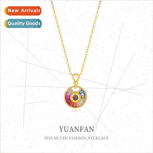 925 silver Rainbow Zirconia Necklace Women che Vintage Colla