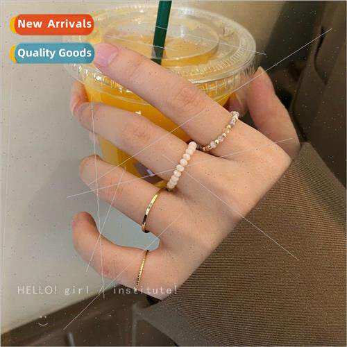 Colorful vein ring beaded ring female ins tide niche senior