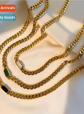 Europe ins Cuban chain plated 316 whe shell green malache bl