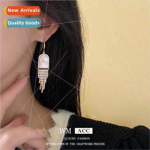 Zirconia Plated Resin Tassel Earrings French Fashion Earring