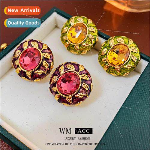 silver Pins wh Diamonds Round Stud Earrings French Earrings