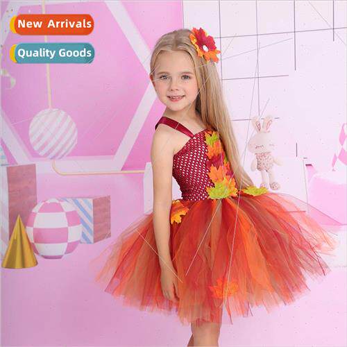 New simulation maple leaf tutu girls net princess dress Than