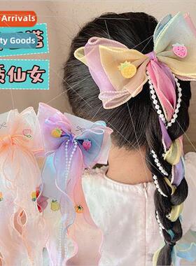 Bow headdress children flowers long fluttering ribbon braide