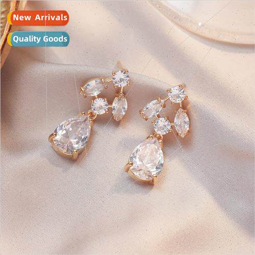 Zirconia Flower Drop Earrings Delicate Earrings Female Gas E