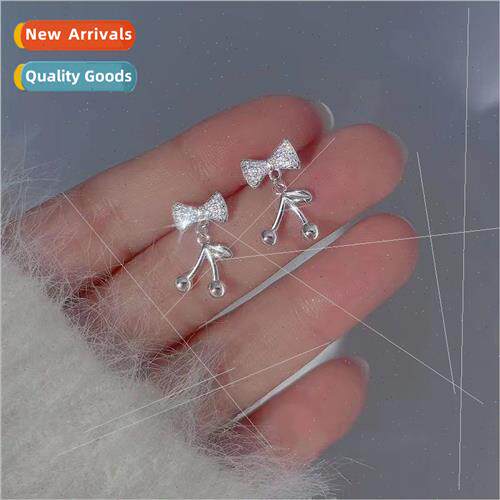 2023 Cute Bow Cherry Earrings Mini Small Delicate Girl Earri