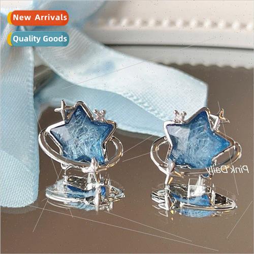 Blue star earrings pentagram star star quadruple asterisk ea