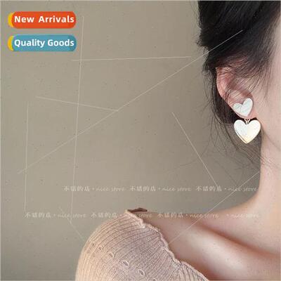 Gentle milky whe back hanging two wear earrings silver needl