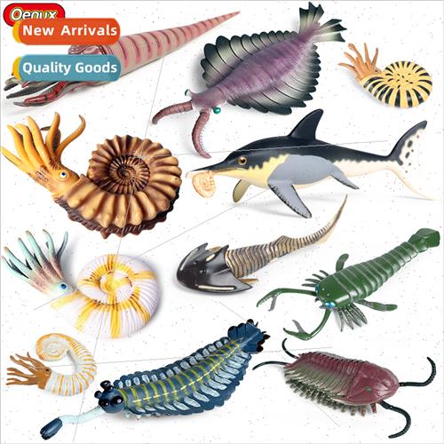 model Cambrian ancient creatures strange shrimp nautilus tri