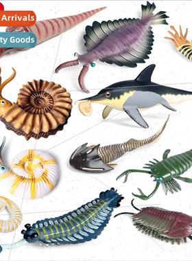 model Cambrian ancient creatures strange shrimp nautilus tri