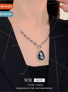 Europe diamond drop pendant necklace delicate collarbone cha