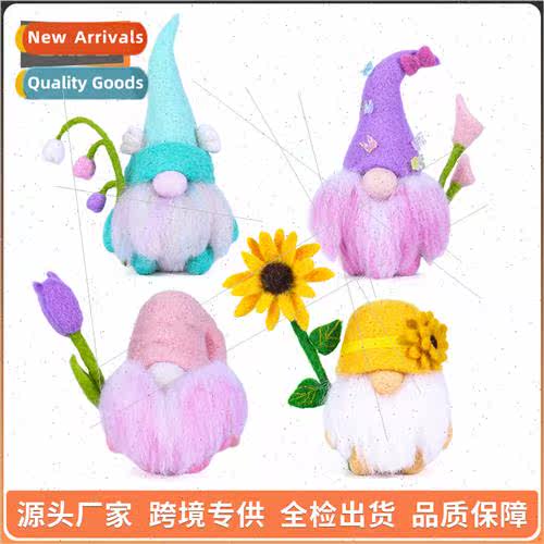 New beginner handmade DIY colorful gnomes doll wool felt pok