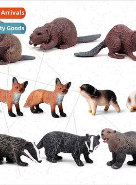 Animal model children toys solid small beaver fox anteater s