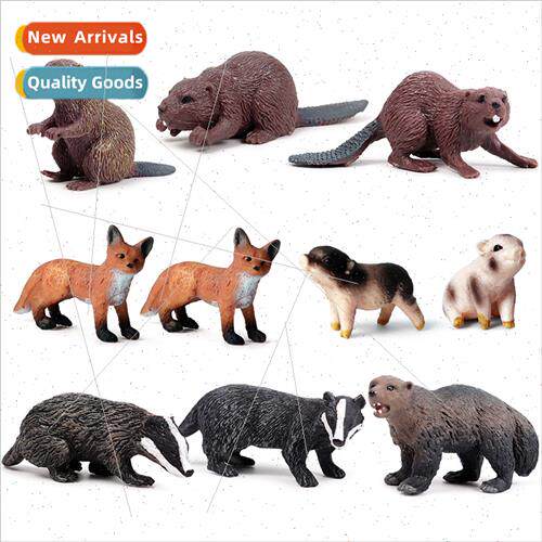Animal model children toys solid small beaver fox anteater s