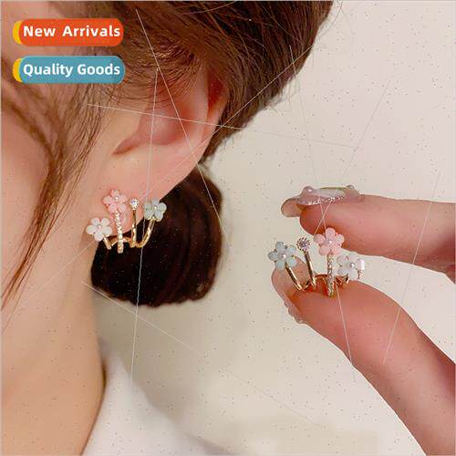 Summer new sweet lovely flowers ear bone nail fashion 925 si