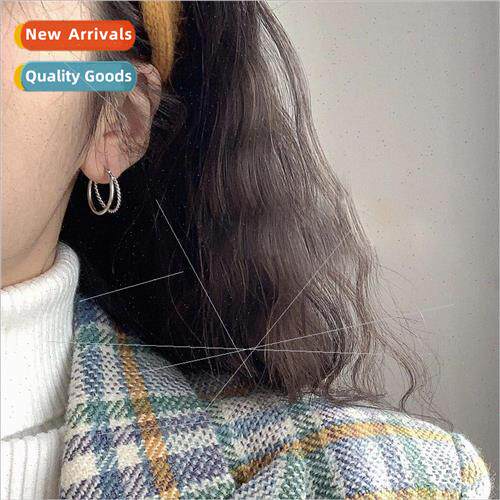 lver double layer large circle earrings female retro HK fash