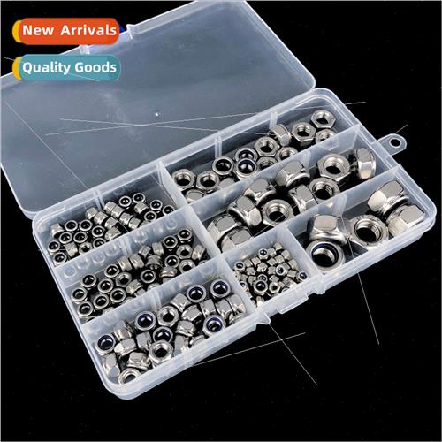 165pcs boxed 304 self-locking nuts nylon rubber ring screw c