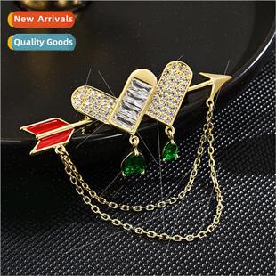 Hundreds elegant one arrow through heart tassel brooch anti-
