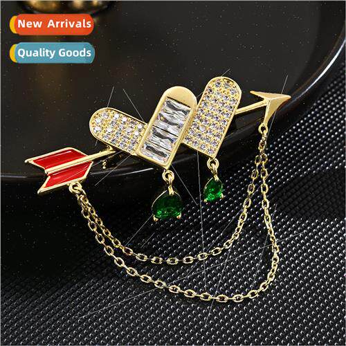 Hundreds elegant one arrow through heart tassel brooch anti-
