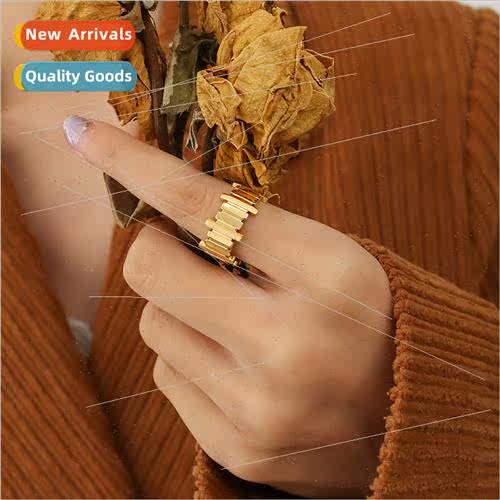 French ins cold retro nd geometric long open ring tanium ste