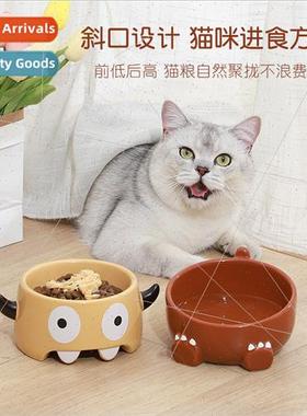 Cartoon Monster Slant Mouth Ceramic Pet Bowl Cute Fun Cute C