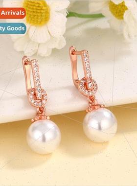 Koreapearl earrings female delicate two wear pearl zircon ea