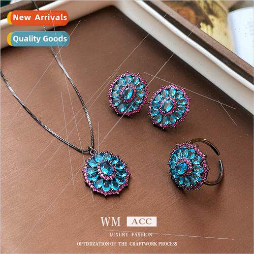 zirconia oval pendant necklace Korea fashion exquise collarb