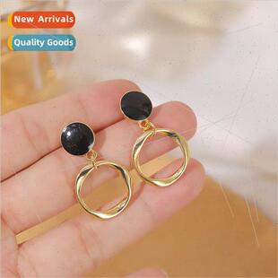 Korea circle geometric S925 premium pin earrings ear silver