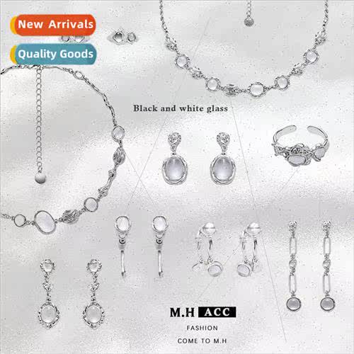 Transparent egg surface long earrings female fashion 925 ear