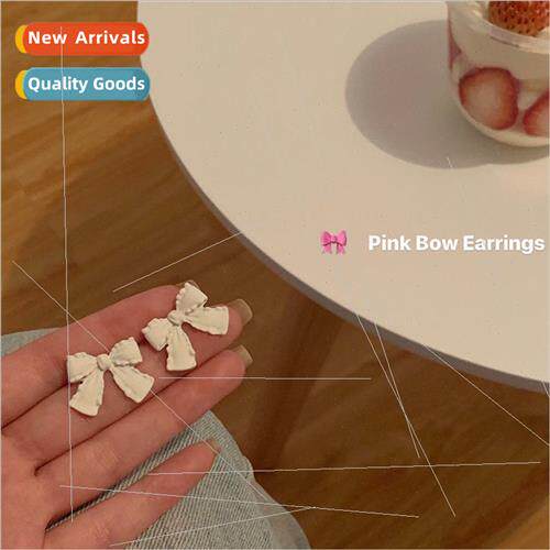 Hundreds whe bow earrings simple girl pink cute sweet cool w