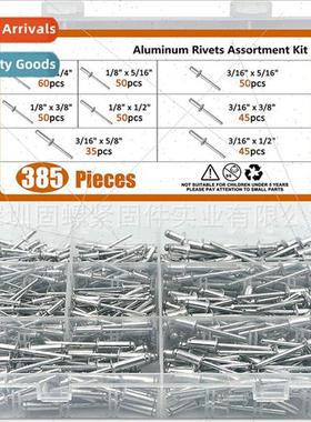 385pcs Boxed Pull Studs Aluminum Blind Rivets Pull Studs Ope