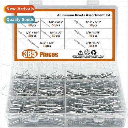 385pcs Boxed Pull Studs Aluminum Blind Rivets Pull Studs Ope