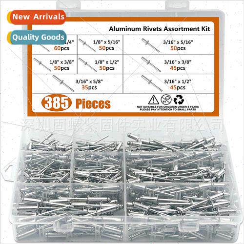 385pcs Boxed Pull Studs Aluminum Blind Rivets Pull Studs Ope