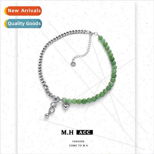 Love green bead splicing necklace female new Chinese exquise