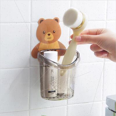 No punch creative cup holder wall mounted bear hug toothbrus
