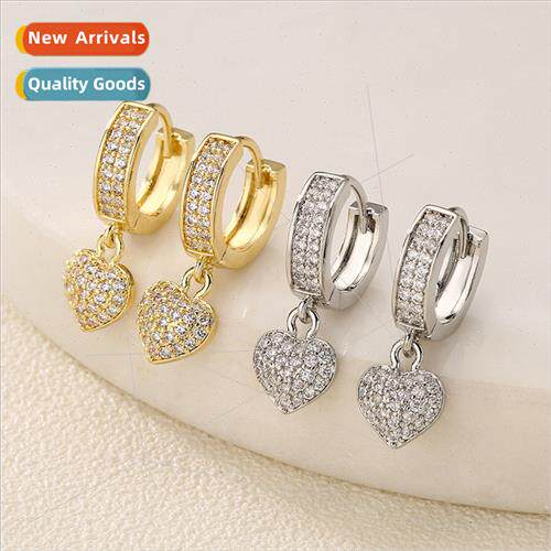 Cute girl set zirconia earrings 2023 new Exquise love heart