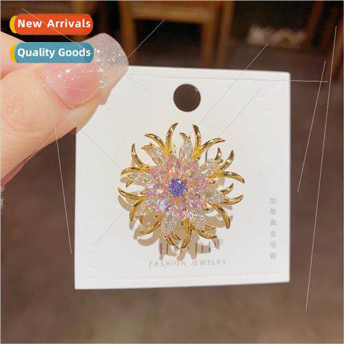 simple full zirconium sunflower pin niche exquise sparkle br