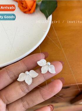 S925 silver needle Korea rock tea whe compact earrings HK ni