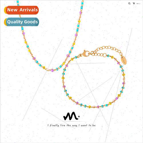 French new niche sweet simple handmade beaded rice bead neck