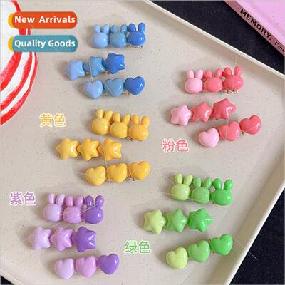 Hair card ins side clip candy color bangs clip love rabb duc