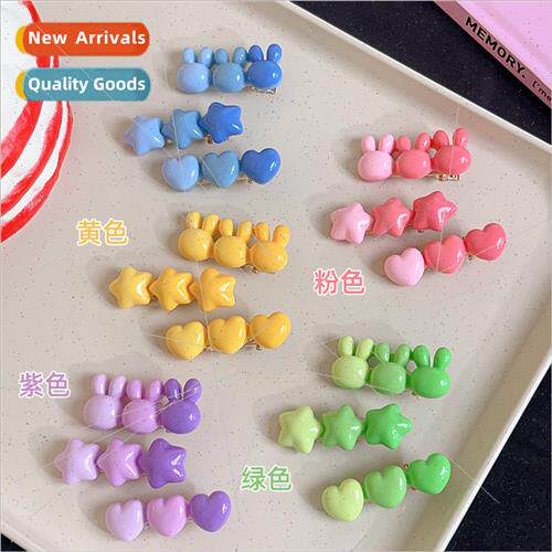 Hair card ins side clip candy color bangs clip love rabb duc